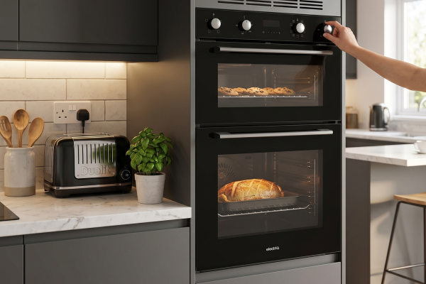 electriQ Built-In Electric Double Oven - Black