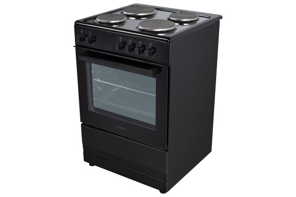 electriQ 60cm Electric Cooker with Sealed Plate Hob - Black
