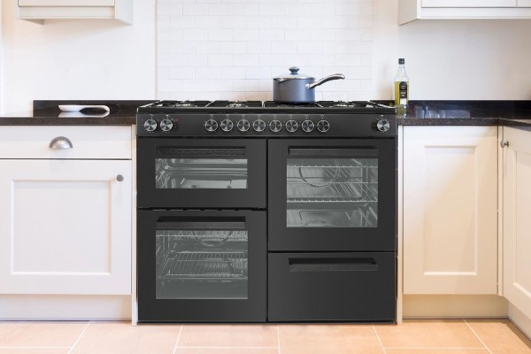 electriQ 100cm Dual Fuel Range Cooker - Black