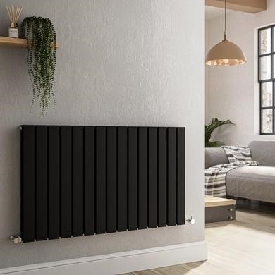 Riace Midnight Black Horizontal Flat Designer Radiator 600x748mm