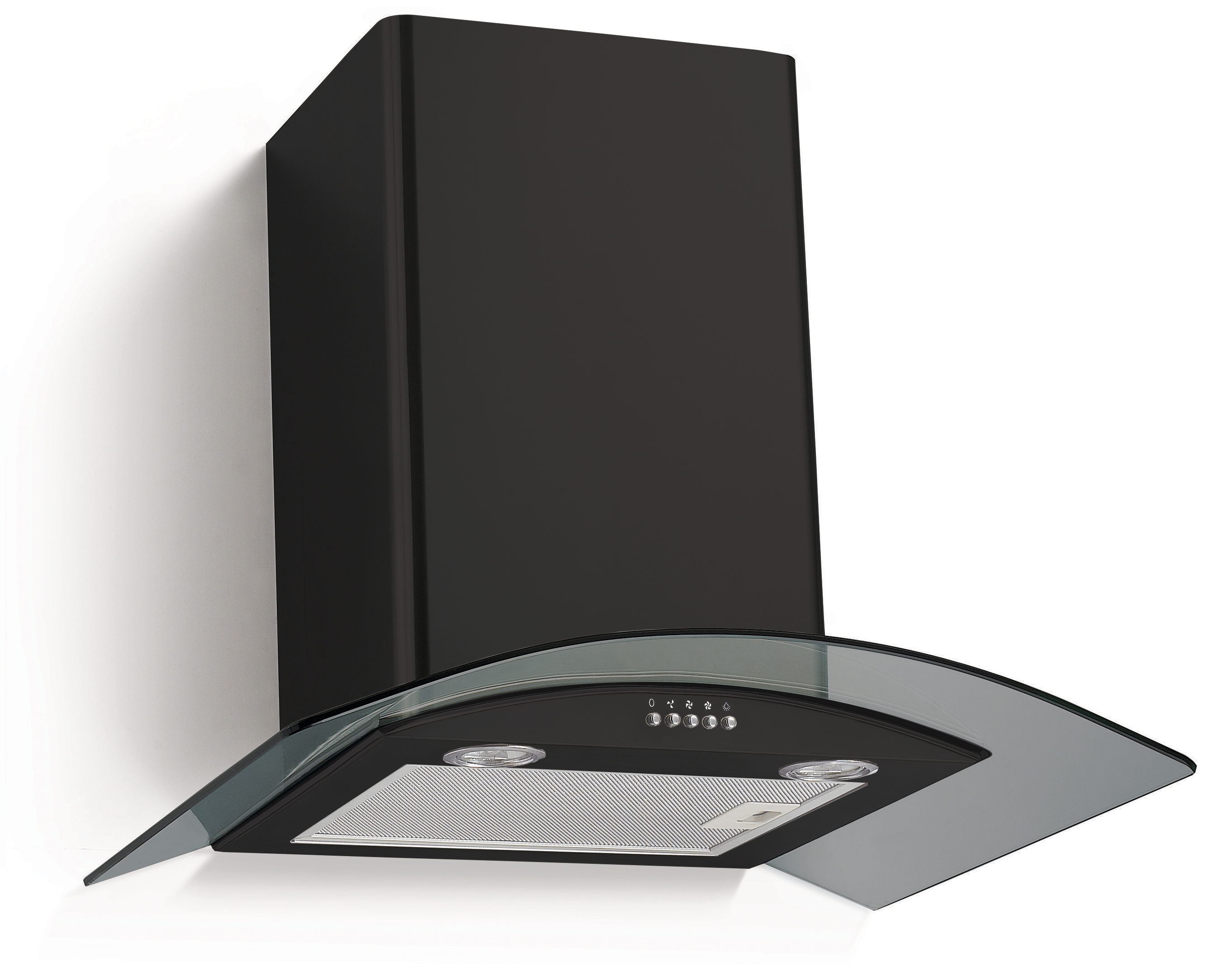 ElectriQ eIQCHCGBB70 70cm Curved Black Glass Cooker Hood Satin Black