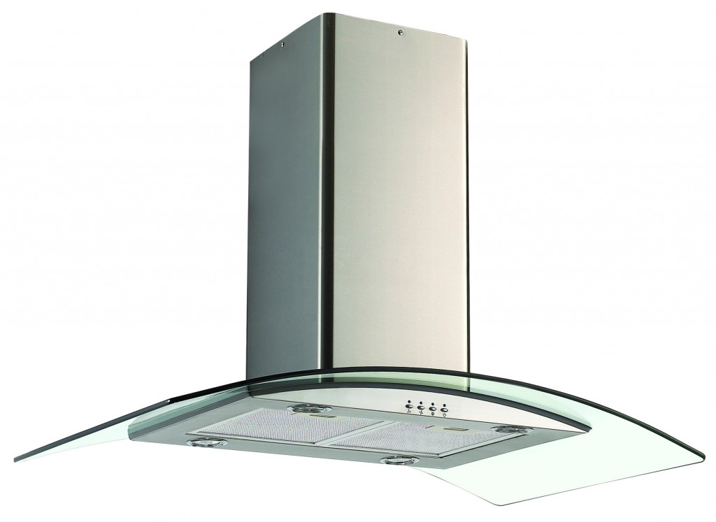 90cm Curved Glass Island Cooker Hood Stainless Steel EIQISLANDCURVEDSS90