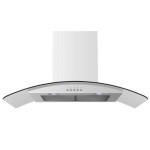 electriQ 90cm White Curved Glass Push Button Control Chimney Cooker Hood