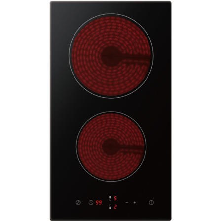 ElectrIQ 30cm Domino Touch Control 2 Zone Ceramic Hob Black