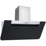 electriQ Sloping Black Glass and Steel 90cm Includes Optional Chimney
